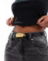 ASOS DESIGN waist and hip plate detail jeans belt in black