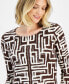 ფოტო #3 პროდუქტის Women's Printed Scoop Neck 3/4-Sleeve Top