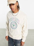 Фото #3 товара ASOS DESIGN oversized sweatshirt in beige with collegiate Phoenix embroidery