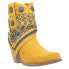 Фото #2 товара Dingo Bandida Paisley Studded Round Toe Cowboy Booties Womens Yellow Casual Boot