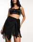 Фото #2 товара Edited satin jacquard fringe mini skirt in black