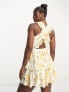 Фото #2 товара Forever New cut out waist mini dress in yellow floral