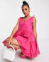 Фото #4 товара Trendyol tiered mini smock dress in hot pink