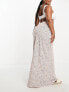 Фото #1 товара Glamorous Curve maxi slip skirt in cream blue ditsy