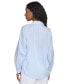 Women's Pinstriped Covered-Placket Long-Sleeve Blouse