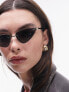 Фото #5 товара Topshop Zinnia rimless cat eye sunglasses in black