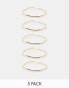 ASOS DESIGN pack of 5 bangles with abstract wave detail in gold tone