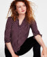 Фото #3 товара Women's Soft Texture V-Neck Button Front Blouse