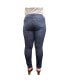 Women's Curvy Fit Stretch Denim Blasted Daisy Printed Mid-Rise Skinny Jeans