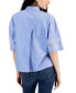 Фото #2 товара Women's Cotton Embroidered-Sleeve Boxy Shirt