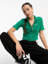 Nicce rue towelling top in green
