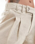 Stradivarius linen look tailored short in natural