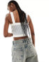 Фото #4 товара Lee botton front hickory stripe denim corset top in ecru