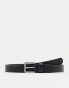 Фото #1 товара ASOS DESIGN smart leather skinny belt with silver buckle in black