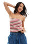 Фото #1 товара Pieces ribbed bandeau top in stripe