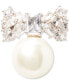 Фото #2 товара Silver-Tone Cubic Zirconia Bow & Imitation Pearl Statement Stud Earrings