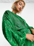 ASOS DESIGN embellishment mini dress in green with blouson sleeve