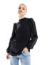 New Look 2 in 1 knitted top in black