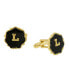 ფოტო #1 პროდუქტის Jewelry 14K Gold-Plated Enamel Initial L Cufflinks