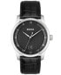 ფოტო #1 პროდუქტის BOSS Men Principle Quartz Basic Calendar Black Leather Watch 41mm