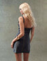 ASOS DESIGN cupped mini dress with studded embellishment detail in charcoal Черный, 44 - фото #2