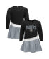 ფოტო #3 პროდუქტის Girls Infant Black, Silver Las Vegas Raiders Heart to Heart Jersey Tri-Blend Dress