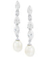 ფოტო #3 პროდუქტის Cultured Freshwater Pearl (9 x 7mm) & Cubic Zirconia Drop Earrings in Sterling Silver, Created for Macy's