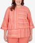 Фото #1 товара Plus Size Neptune Beach Geometric Blouse with Button Details
