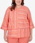 Plus Size Neptune Beach Geometric Blouse with Button Details