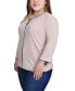 ფოტო #3 პროდუქტის Plus Size 3/4 Sleeve Piped Top