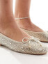 Steve Madden embellished flat shoe with bow in champagne