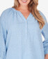 Фото #4 товара Plus Size Chambray Solid Clip Dot Blouse