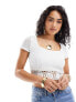 Фото #1 товара Hollister short sleeve crochet top in white