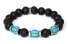 Lava stone, hematite and turquoise bead bracelet MINK163/20 black, silver, turquoise - фото #1