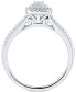 ფოტო #3 პროდუქტის Diamond Emerald-Cut Halo Engagement Ring (1/3 ct. t.w.) in 14k White Gold