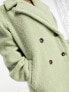 The Frolic soft borg double breasted cocoon coat in soft sage