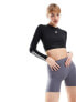 adidas Training Hyperglam long sleeve crop top in black