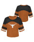 ფოტო #1 პროდუქტის Big Girls Burnt Orange Distressed Texas Longhorns Sunday Friday Sleeve Stripe Jersey T-shirt