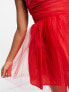 Фото #3 товара Miss Selfridge tulle frill detail prom mini dress in red