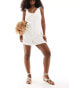 Фото #1 товара ASOS DESIGN beach double gauze tie shoulder playsuit in ivory