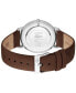 ფოტო #3 პროდუქტის Men's Everett Quartz Brown Leather Strap Watch 40mm