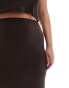 Фото #4 товара ASOS DESIGN Curve co-ord slinky midi skirt with side splits in chocolate