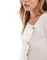 Фото #2 товара JDY asymetric ribbed button detail top in beige