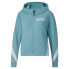 Puma Train Logo Full Zip Long Sleeve Hoodie Womens Blue Casual Outerwear 670461-