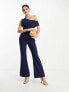 Фото #1 товара Lavish Alice off shoulder flared jumpsuit in navy blue