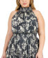 Plus Size Printed Smocked A-Line Dress