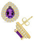 ფოტო #1 პროდუქტის Amethyst (1-1/3 ct. t.w.) and Diamond (5/8 ct. t.w.) Halo Stud Earrings in 14K Yellow Gold