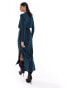 Y.A.S side split maxi dress with high neck in petrol ombre glitter Schatteneffekt, XS - фото #4