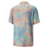 Puma Classics Re:Escape Relaxed TieDye Button Up Shirt Mens Blue Casual Tops 538
