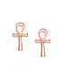 ფოტო #2 პროდუქტის Minimalist Petite Delicate Religious Symbol of Life Egyptian Ankh Cross Stud Earrings For Women For Men Rose Gold 2.5 Microns Vermeil Sterling Silver